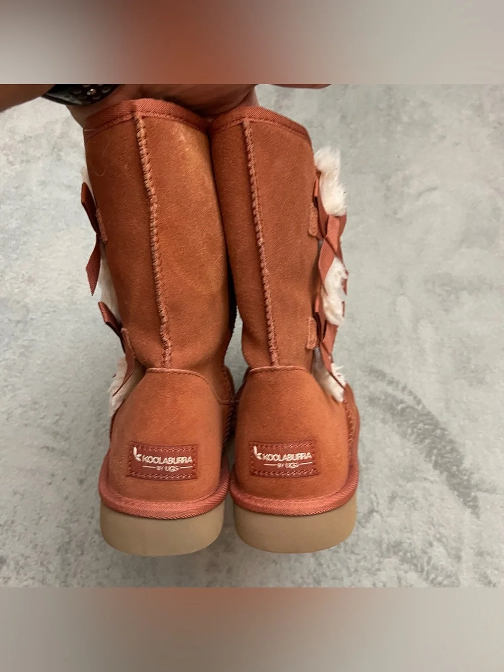 Koolaburra BY Ugg Victoria Short Rust Red Suede Sheepskin Bow Women 10 Boots